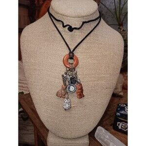 Artisan Stone Cat Charm Necklace